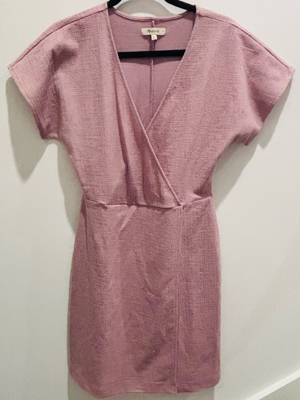 Madewell Dusty Rose Short Sleeve V-Neck Wrap Dress